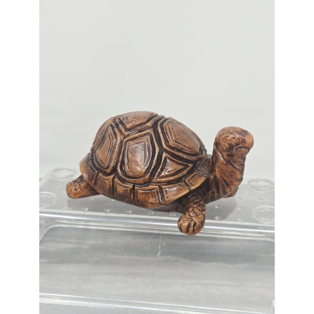 Vintage Turtle Figurine 3.5" x 2" Wax Hand Made Trinket Box Decor Detailed VTG